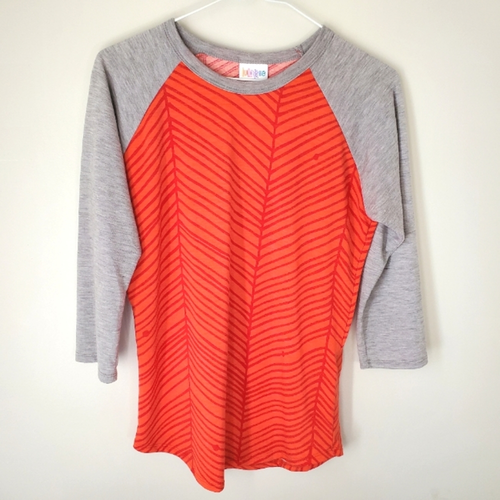 LulaRoe Red & Gray Baseball Tee